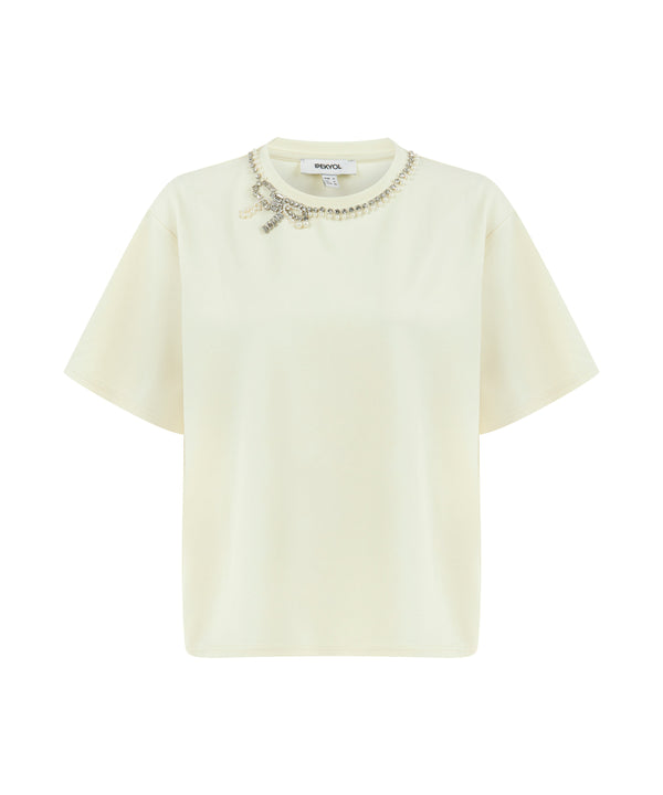 Ipekyol Jewel Neck T-Shirt Ecru