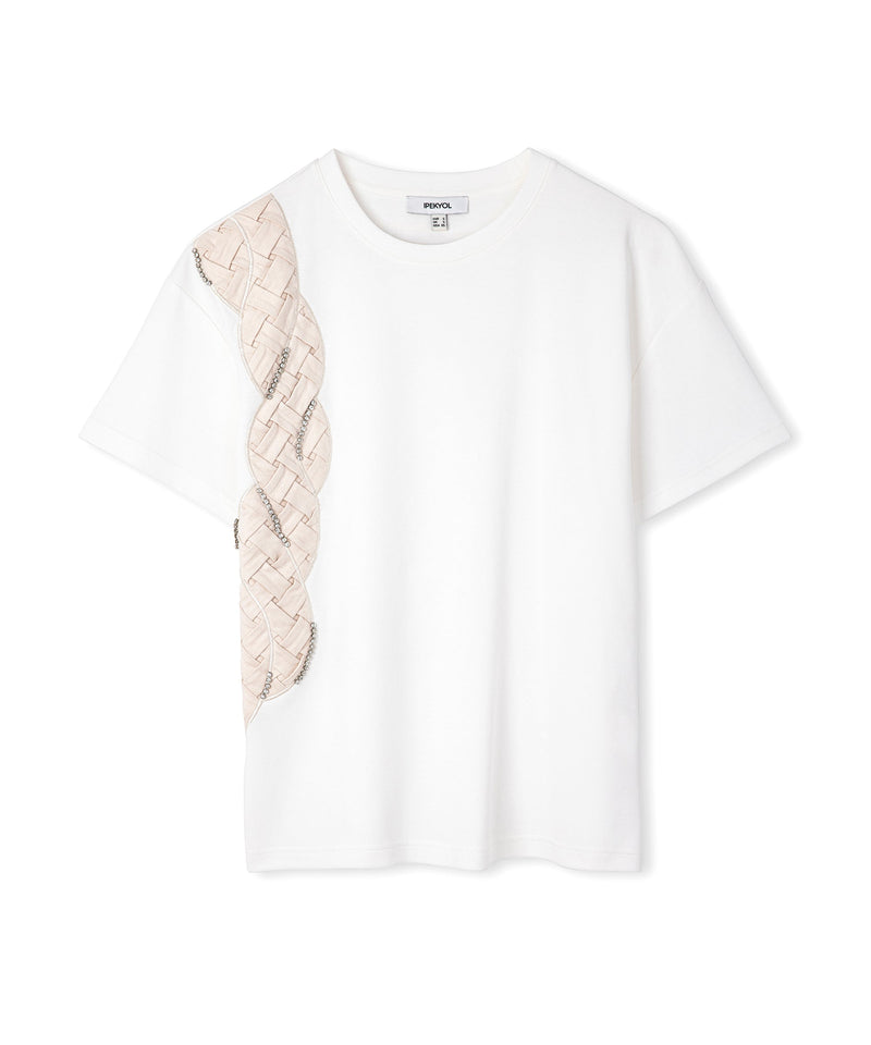 Ipekyol Fabric Mix Stone Embroidered T-Shirt Off White