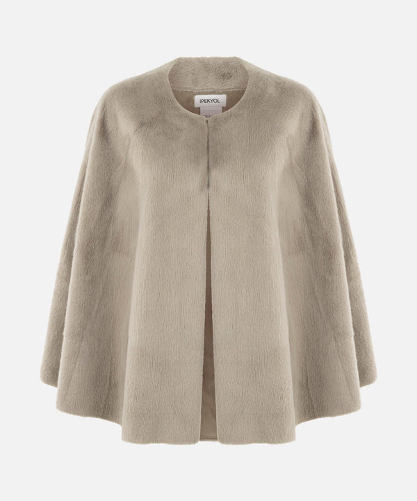 Ipekyol Faux Fur Poncho Beige