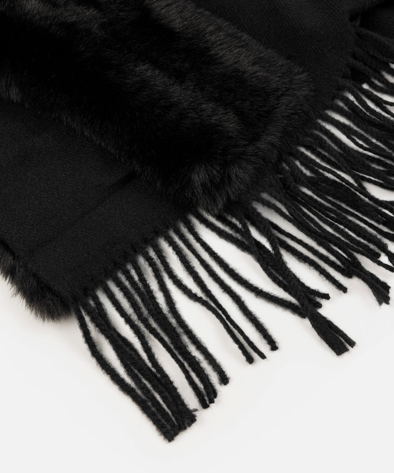 Ipekyol Poncho With Faux Fur Trim Black