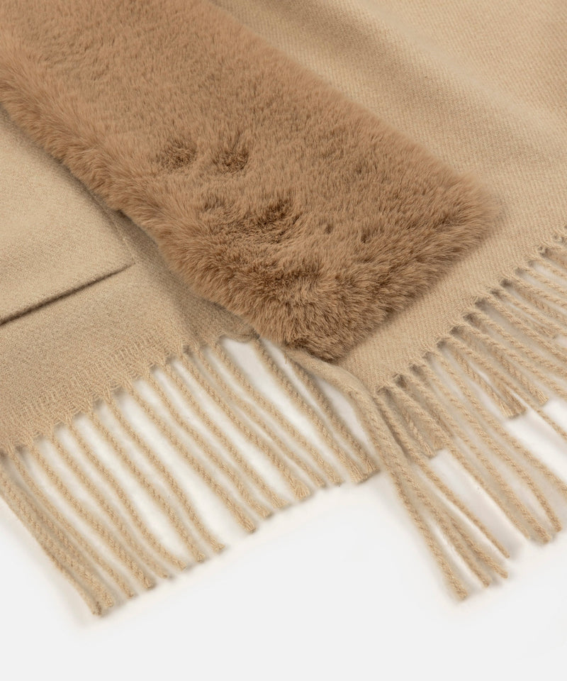 Ipekyol Poncho With Faux Fur Trim Beige