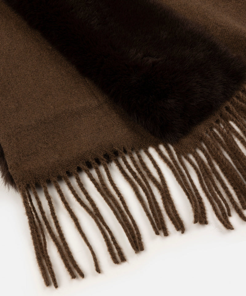 Ipekyol Poncho With Faux Fur Trim Brown