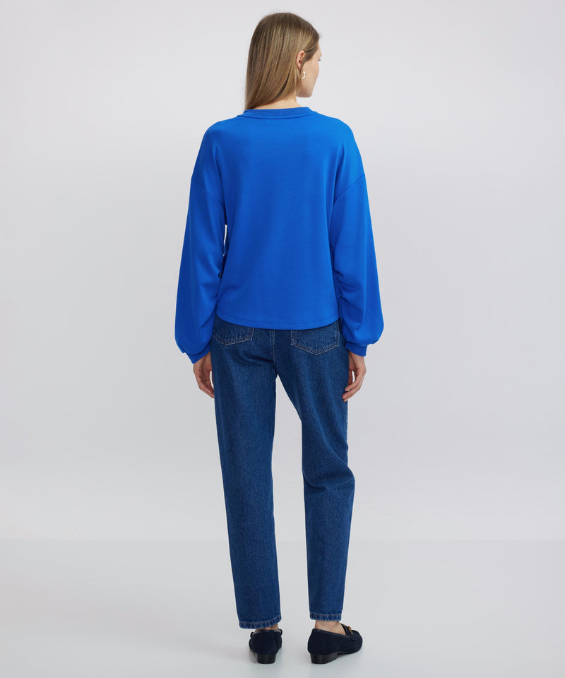 Ipekyol Draped Balloon Sleeve Sweatshirt Blue