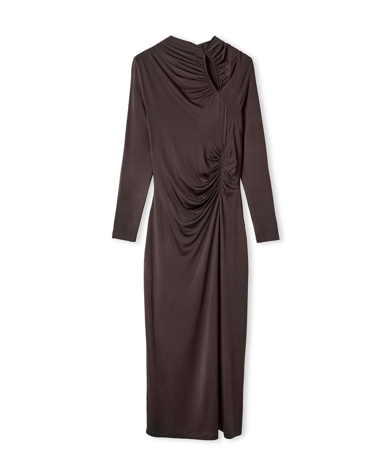 Ipekyol Draped Cutout Dress Brown