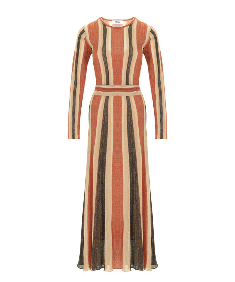 Ipekyol Color-Block Lurex Knit Maxi Dress Brick