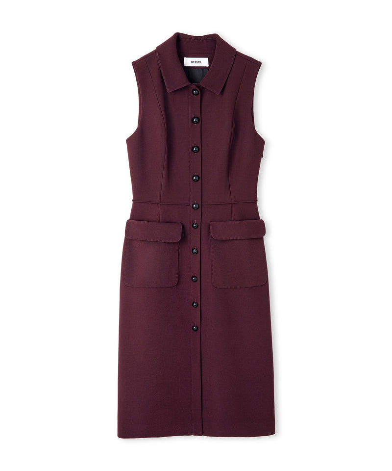 Ipekyol Contrast Button Midi Dress Bordoux