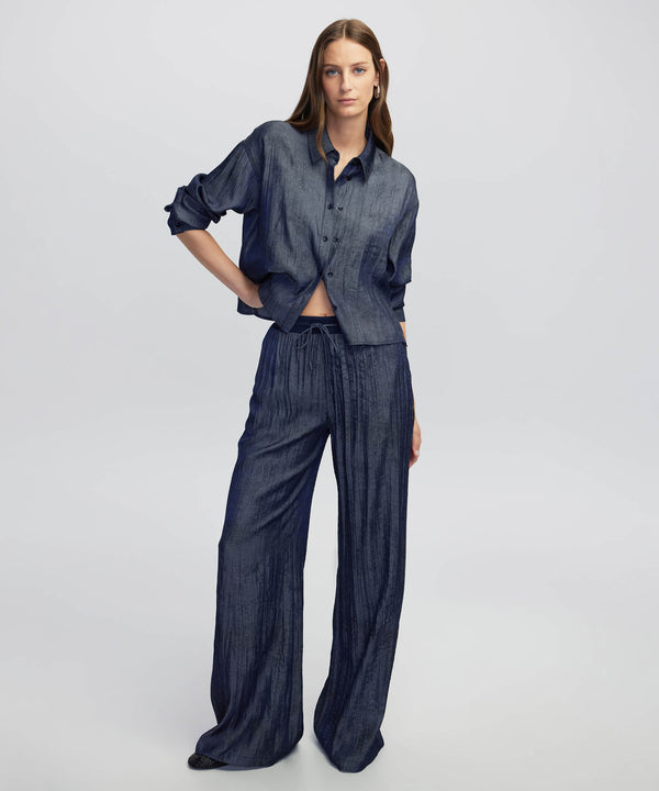 Ipekyol Mixed Media Textured Trousers Indigo