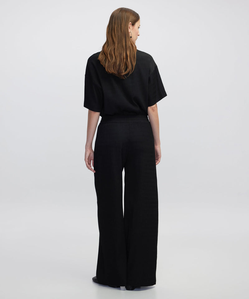 Ipekyol Elastic Waist Textured Trousers Black