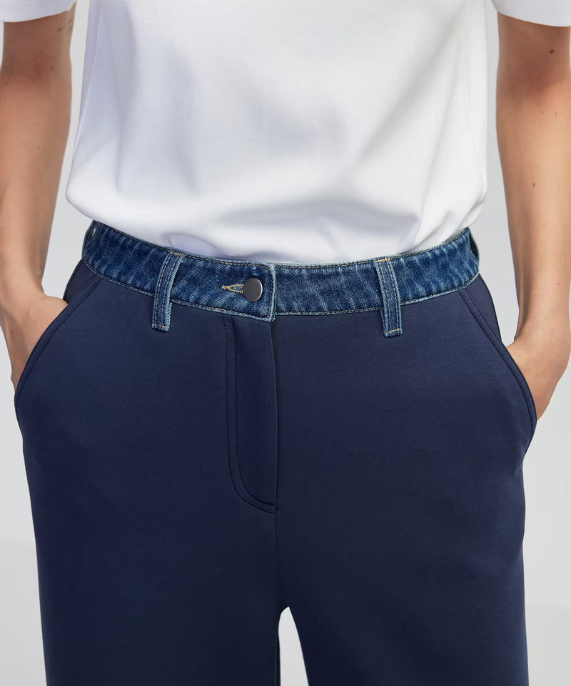 Ipekyol Denim-Trimmed Trousers Navy