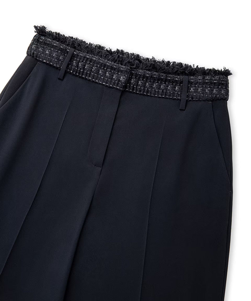 Ipekyol Mixed Straight-Leg Trousers Black