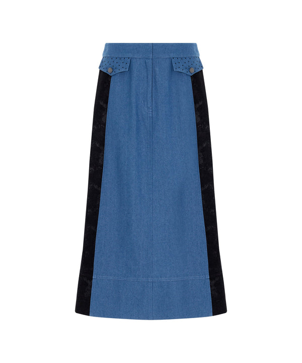 Ipekyol Mixed Color-Block Skirt  Blue