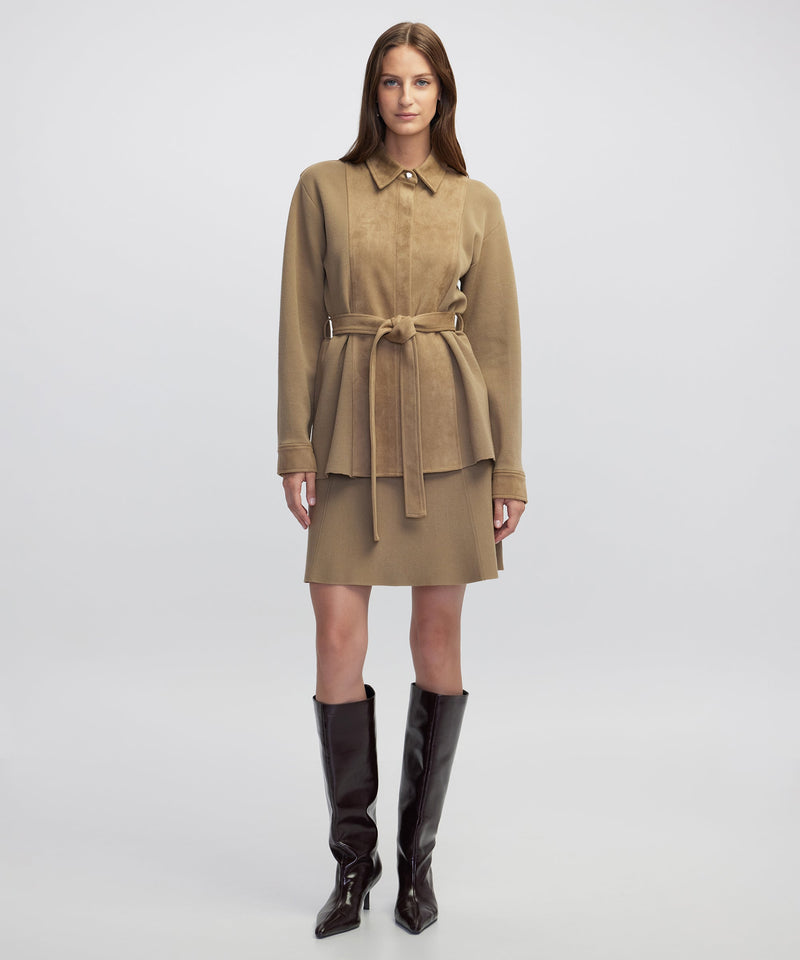 Ipekyol Mixed Media Belted Jacket Natural