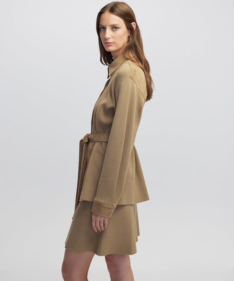 Ipekyol Mixed Media Belted Jacket Natural