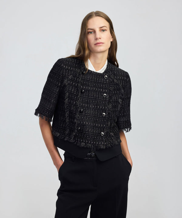 Ipekyol Fringe-Trim Textured Jacket Black