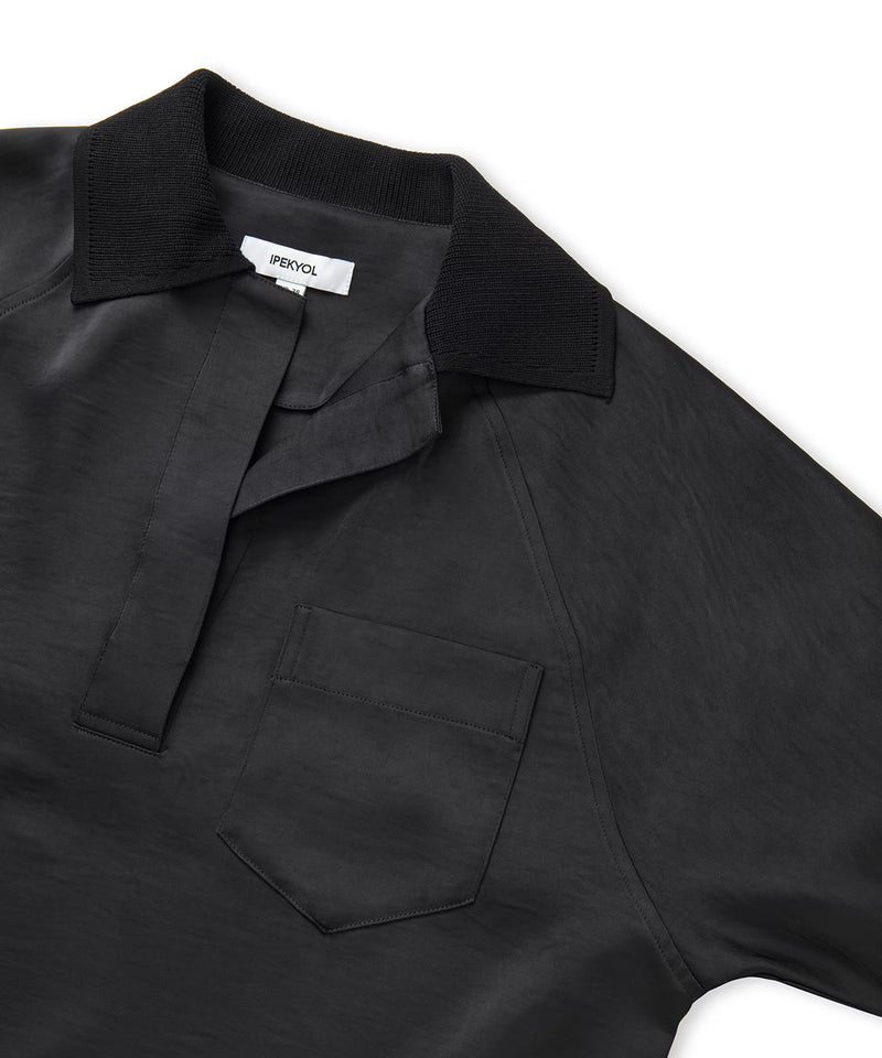 Ipekyol Knitwear Mix Polo Collar Blouse Black