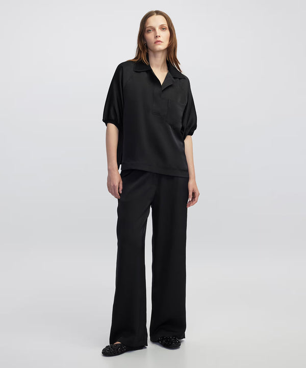 Ipekyol Knitwear Mix Polo Collar Blouse Black