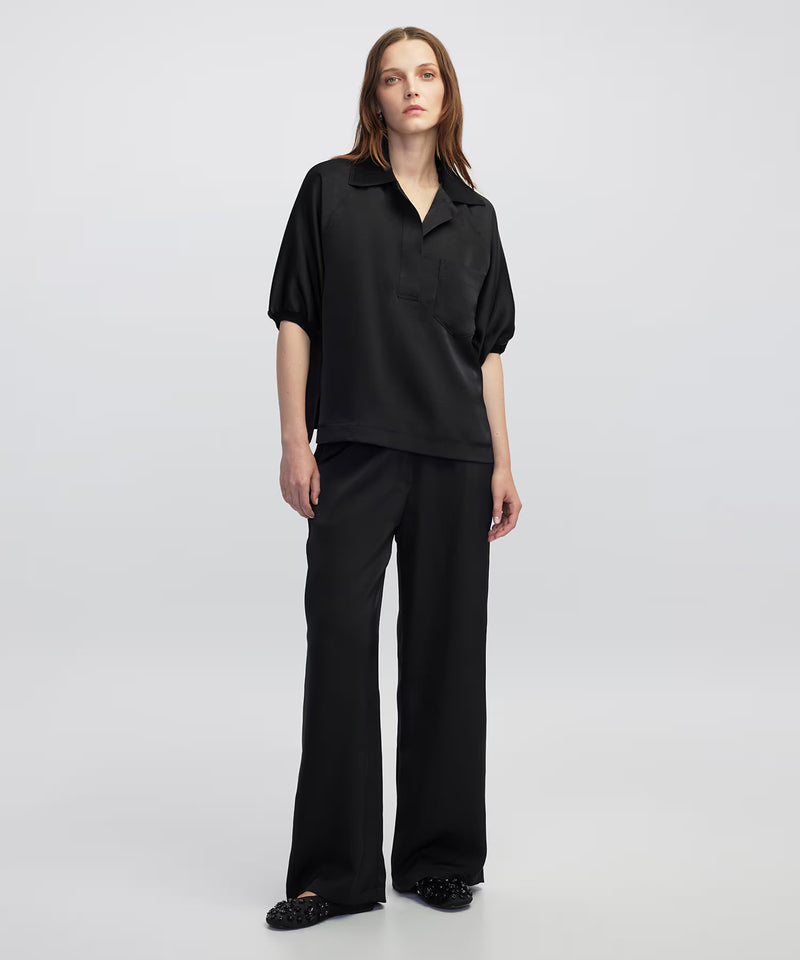 Ipekyol Knitwear Mix Polo Collar Blouse Black