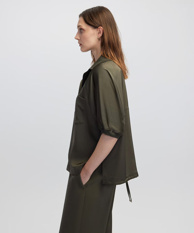 Ipekyol Knitwear Mix Polo Collar Blouse Khaki