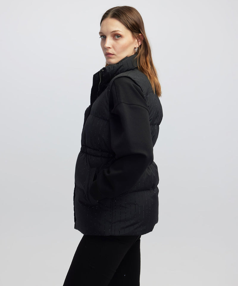 Ipekyol Rhinestone Embellished Puffer Vest Black