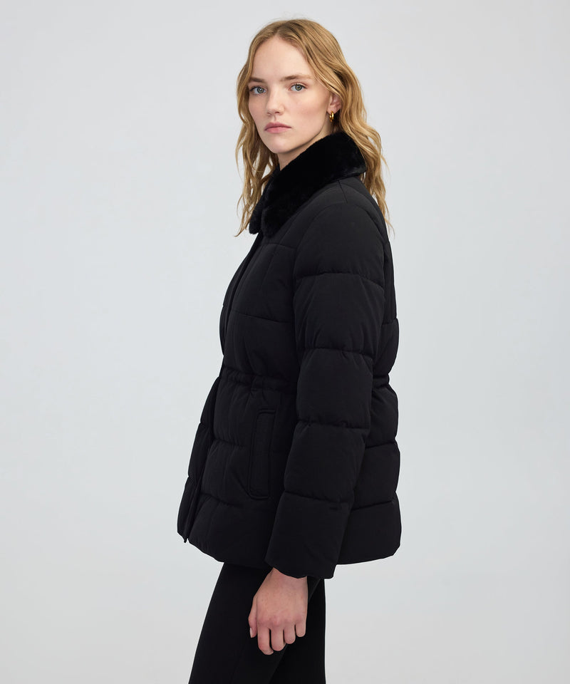 Ipekyol Quilted Puffer With Faux Fur Collar Black