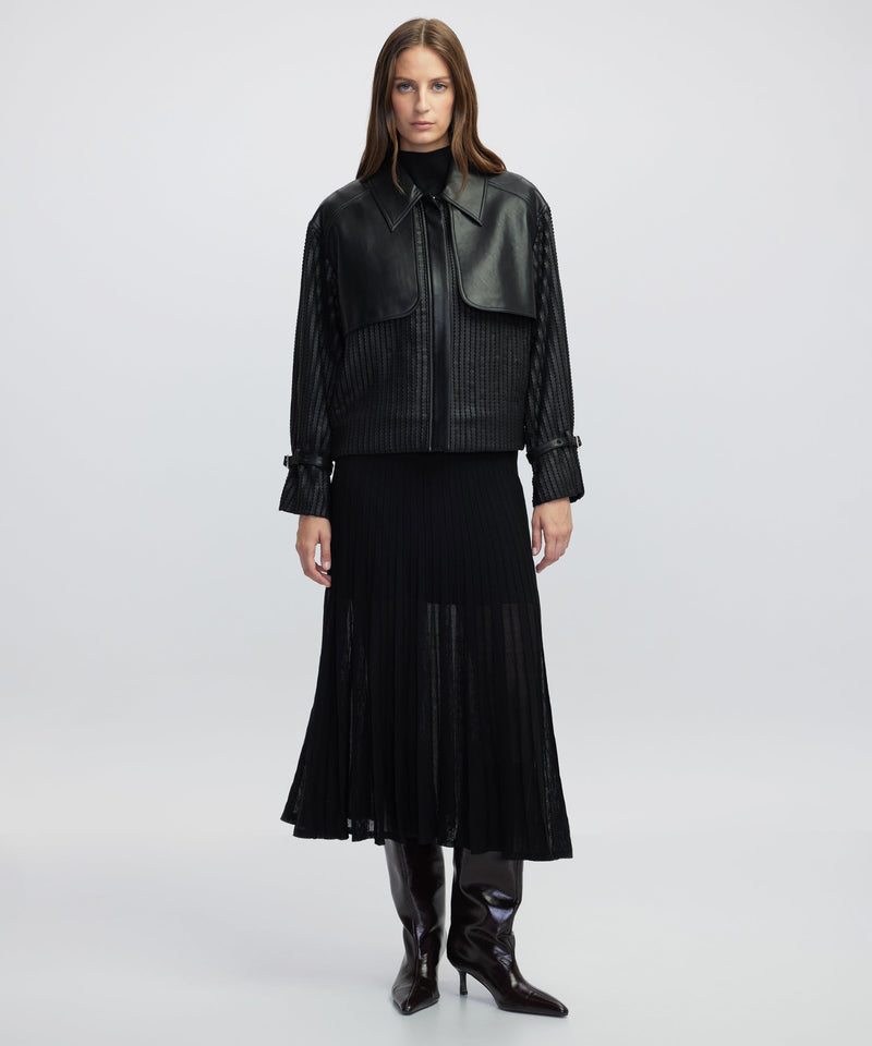 Ipekyol Contrast Textured Coat Black