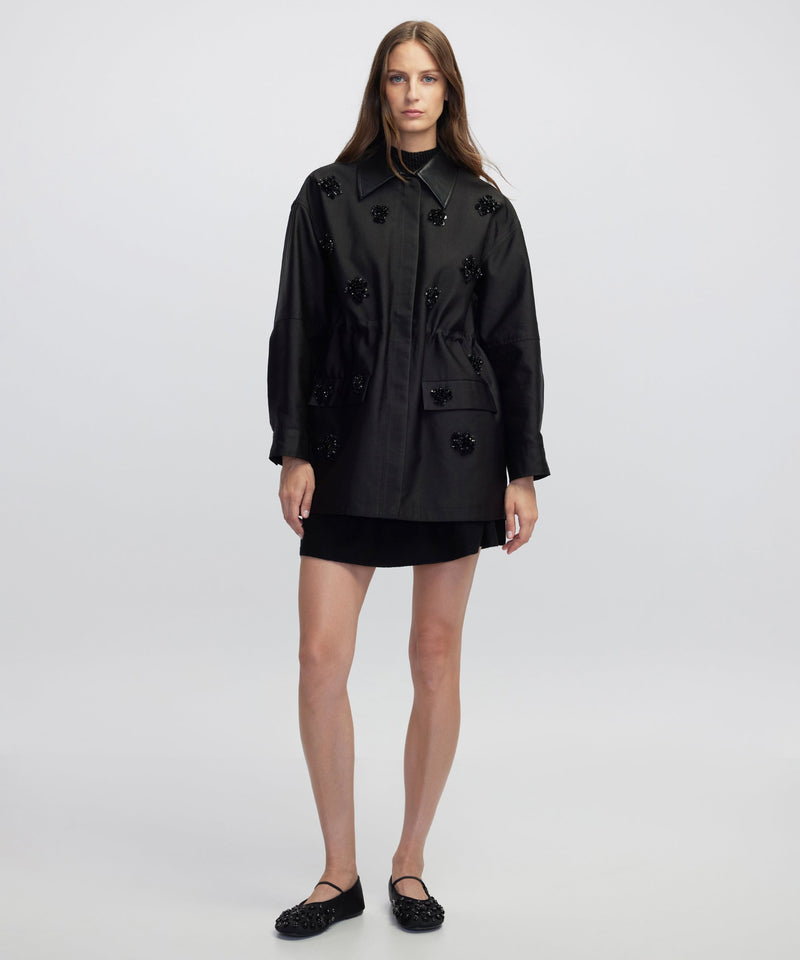 Ipekyol Floral Embellished Coat Black