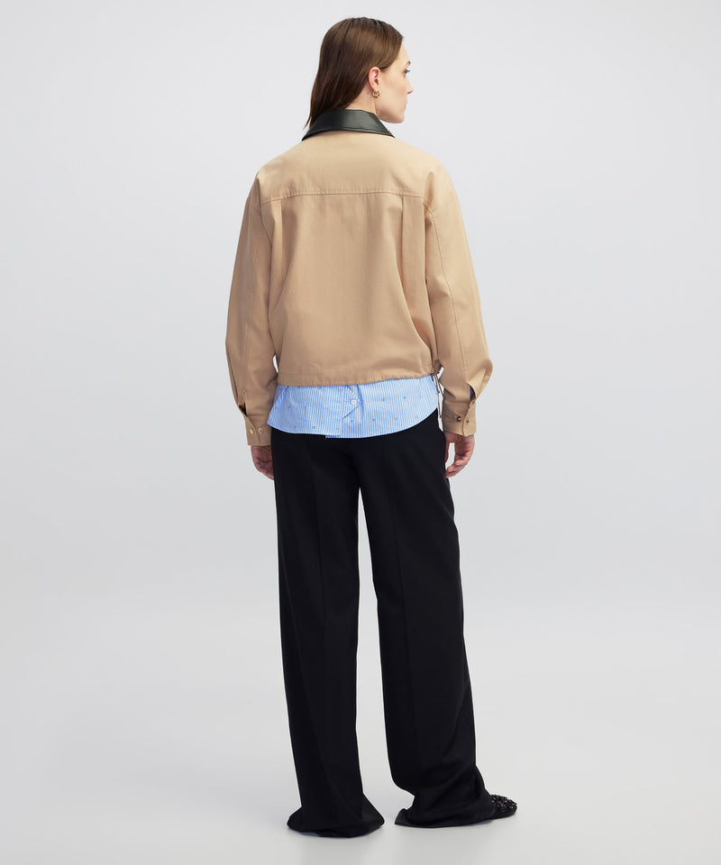 Ipekyol Contrast Collar Bomber Coat Natural