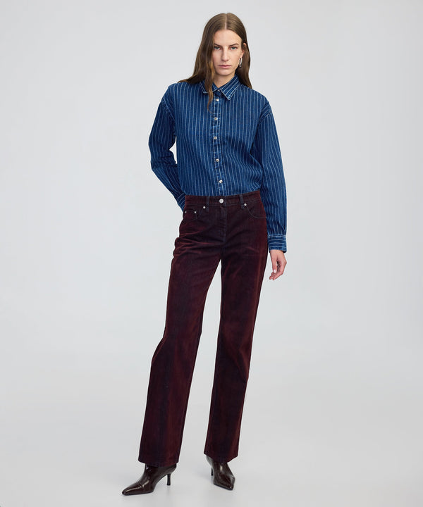 Ipekyol Flocked Wide-Leg Jeans Bordoux