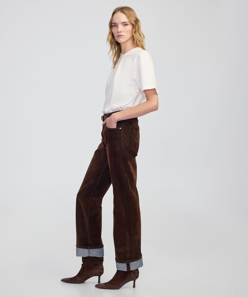 Ipekyol Flocked Wide-Leg Jeans Caramel