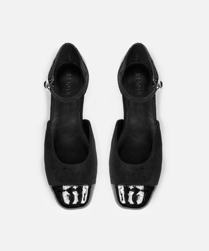 Ipekyol Contrast Textured Flats With Straps Black
