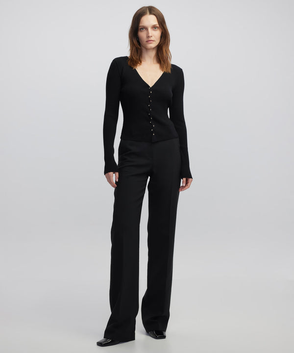 Ipekyol Embellished Ribbed Knit Top Black