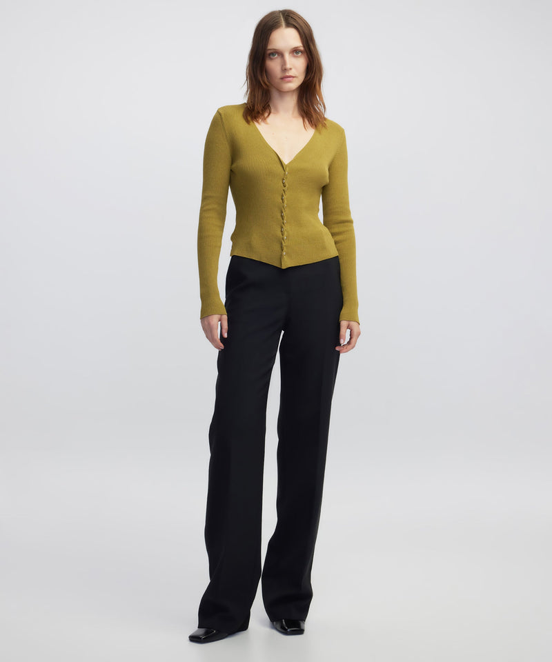 Ipekyol Embellished Ribbed Knit Top Green