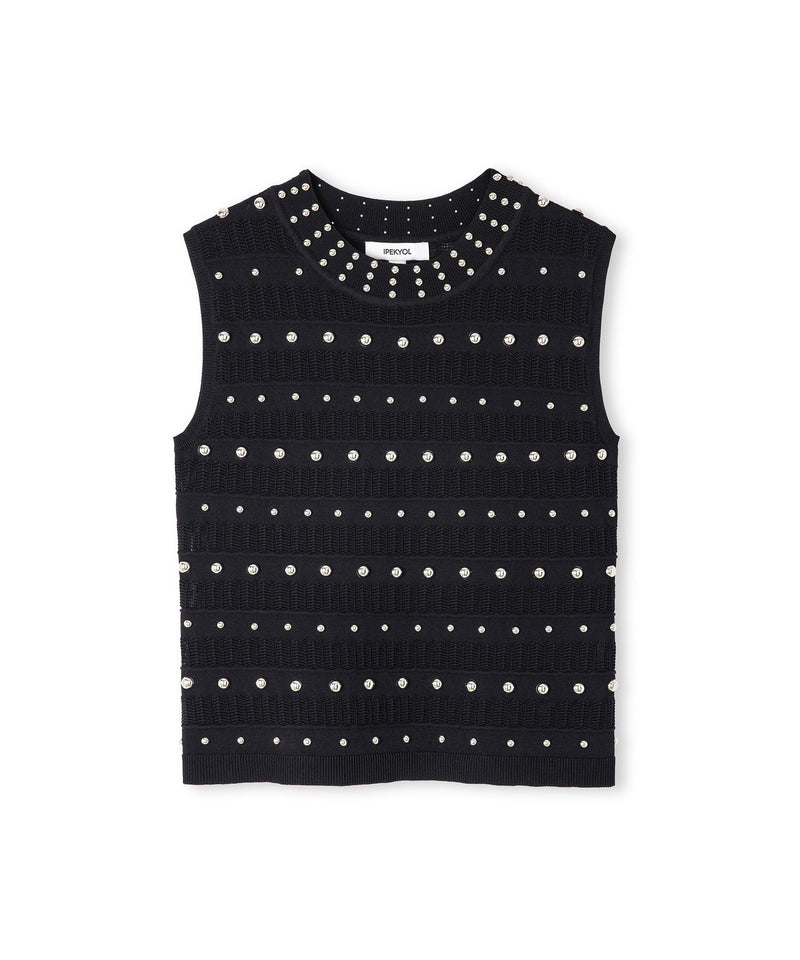 Ipekyol Embellished Knit Top Black