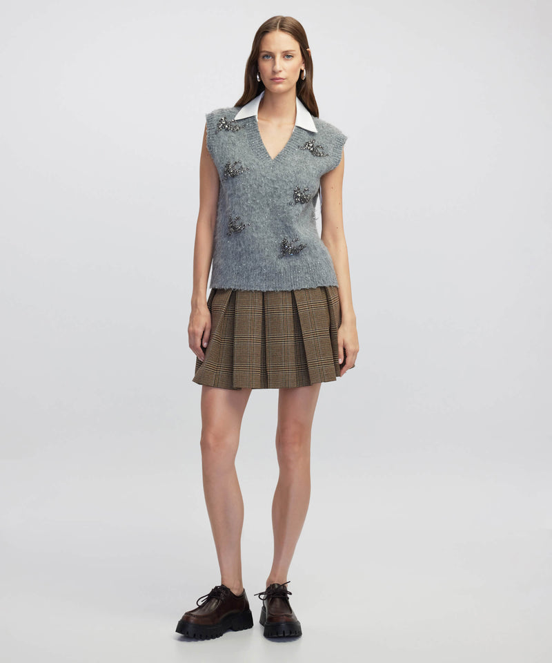 Ipekyol Embellished Vest With Contrast Collar Anthracite