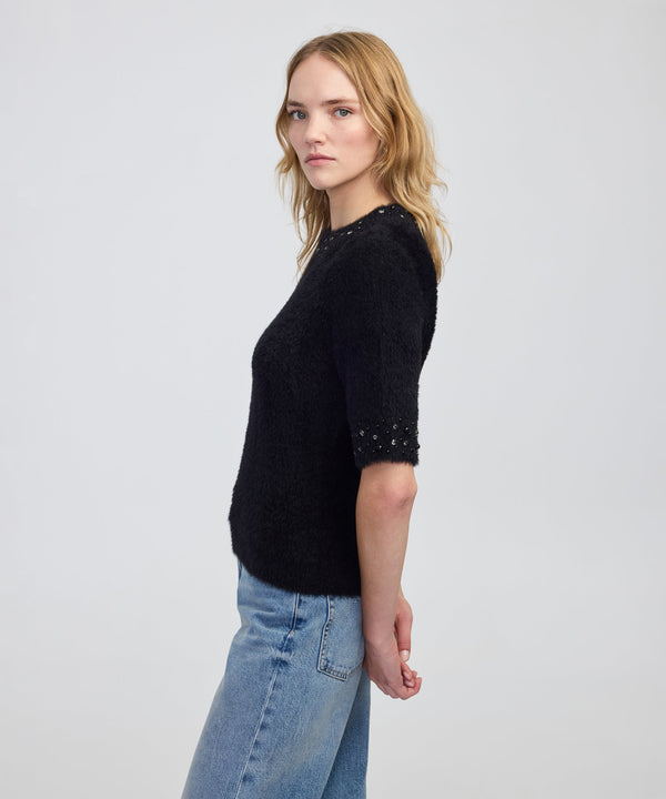 Ipekyol Embellished Soft Knit Top Black