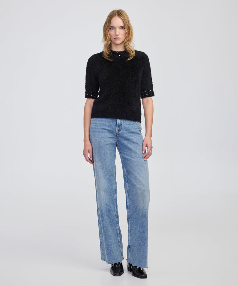 Ipekyol Embellished Soft Knit Top Black