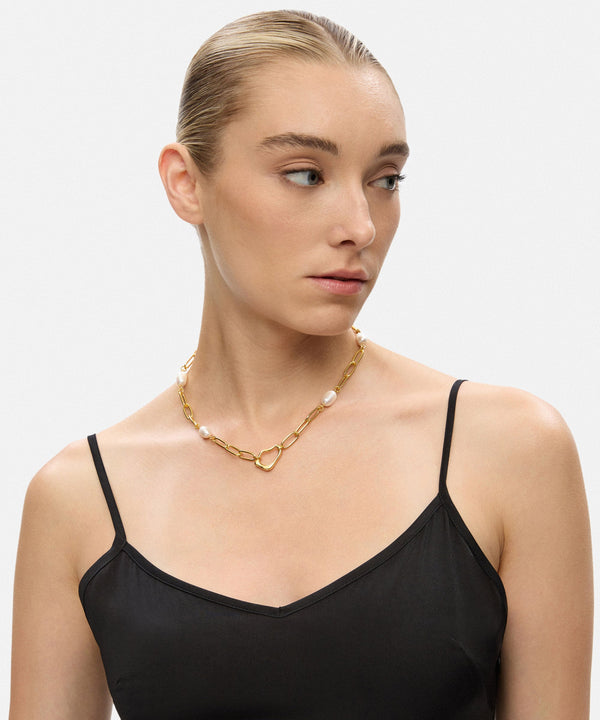 Ipekyol Chain Necklace With Faux Pearl Gold
