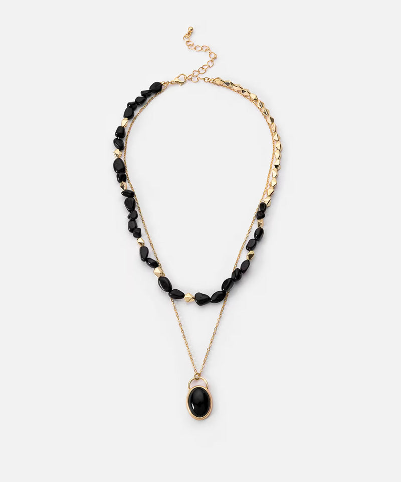 Ipekyol Mixed Stone Layered Necklace Black
