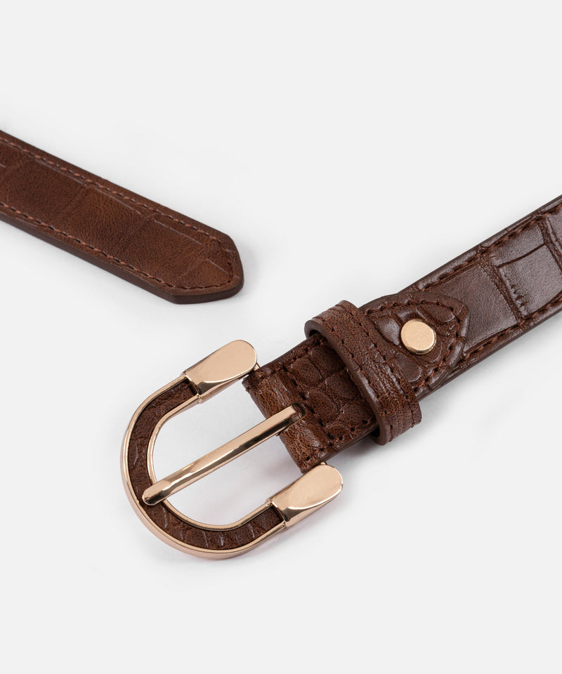 Ipekyol Textured Leather-Effect Belt Brown
