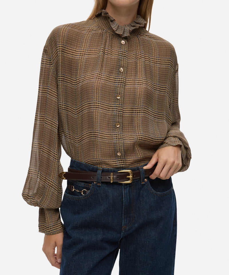 Ipekyol Leather Effect Belt With Textured Buckle  Dark Brown