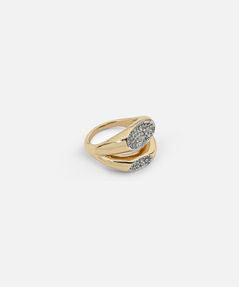 Ipekyol Two-Piece Ring With Rhinestones Gold