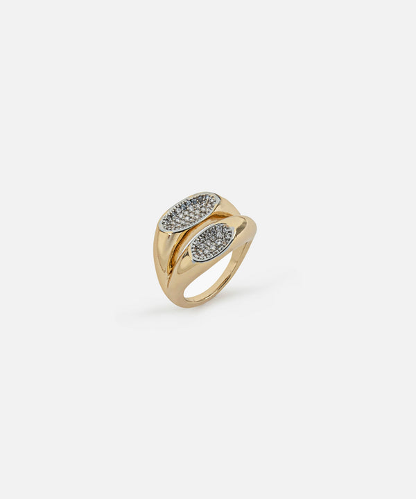 Ipekyol Two-Piece Ring With Rhinestones Gold