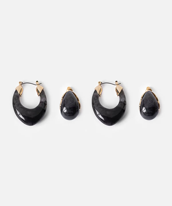 Ipekyol Resin Earrings Set  Anthracite