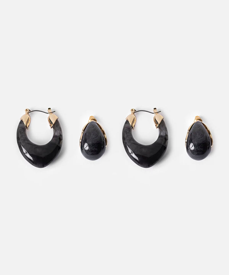Ipekyol Resin Earrings Set  Anthracite