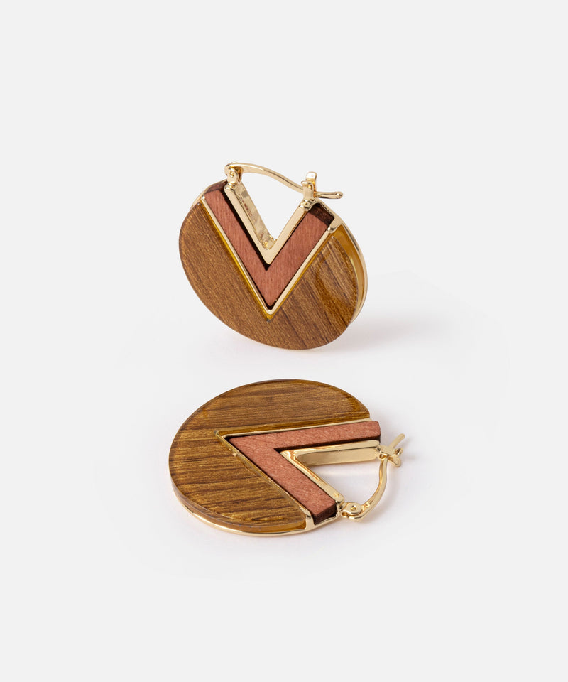 Ipekyol Contrast Textured Wood Earrings  Brown