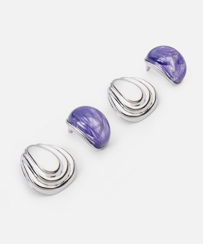 Ipekyol Resin And Textured Earring Set Silver