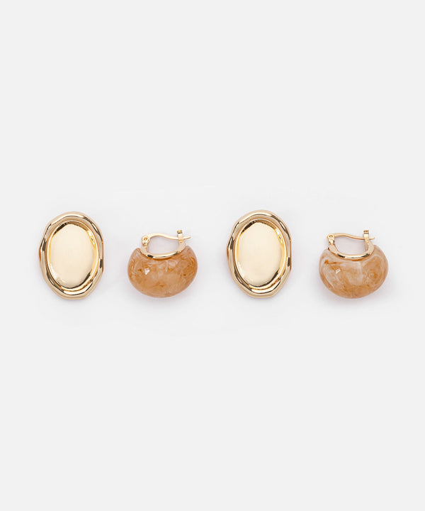 Ipekyol Resin And Oval-Shaped Earrings Set Salmon