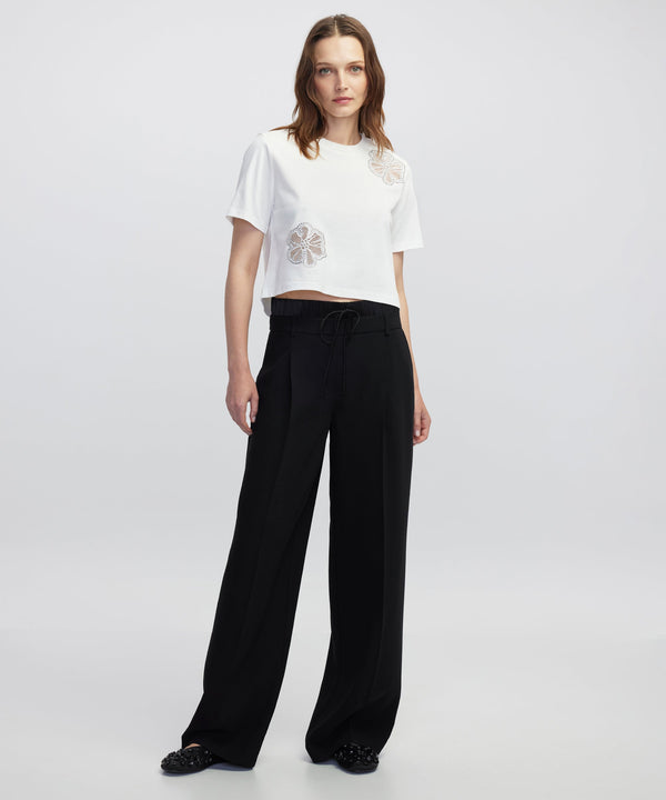 Ipekyol Rhinestone Cutout T-Shirt White