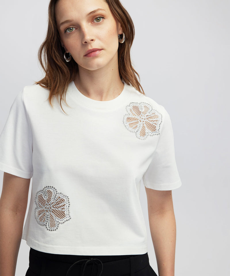 Ipekyol Rhinestone Cutout T-Shirt White