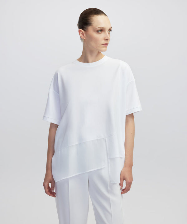 Ipekyol Chiffon Trim Asymmetric T-Shirt White